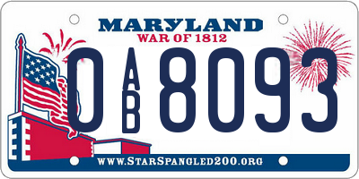 MD license plate 0AB8093