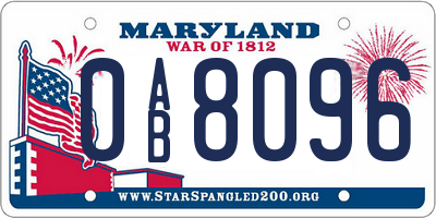 MD license plate 0AB8096