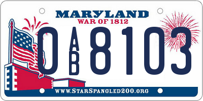 MD license plate 0AB8103