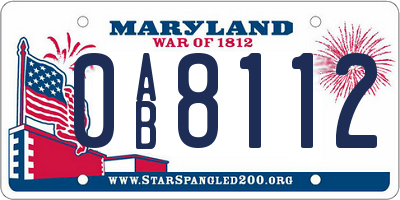 MD license plate 0AB8112