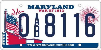 MD license plate 0AB8116
