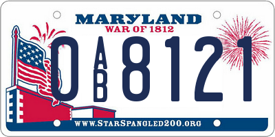 MD license plate 0AB8121