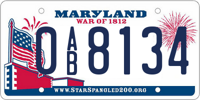 MD license plate 0AB8134
