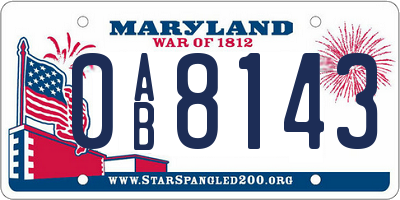 MD license plate 0AB8143