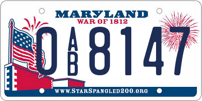 MD license plate 0AB8147