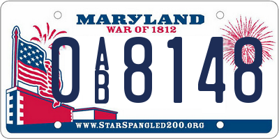 MD license plate 0AB8148