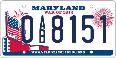 MD license plate 0AB8151