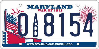 MD license plate 0AB8154