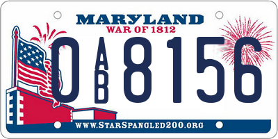 MD license plate 0AB8156
