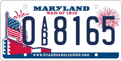 MD license plate 0AB8165