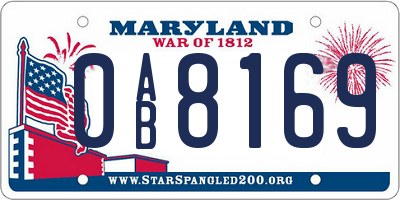MD license plate 0AB8169