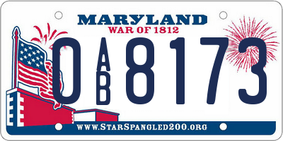 MD license plate 0AB8173