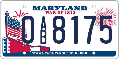 MD license plate 0AB8175