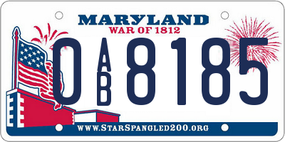 MD license plate 0AB8185