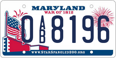 MD license plate 0AB8196