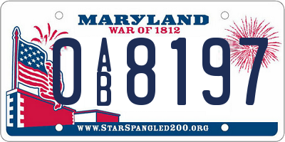 MD license plate 0AB8197