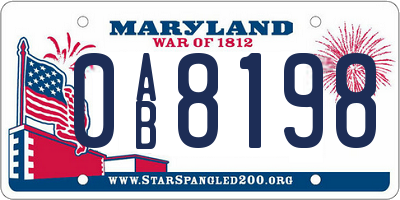 MD license plate 0AB8198