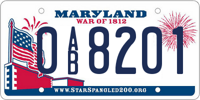 MD license plate 0AB8201