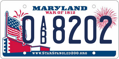 MD license plate 0AB8202