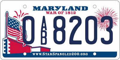 MD license plate 0AB8203