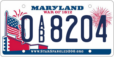 MD license plate 0AB8204