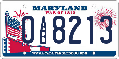 MD license plate 0AB8213