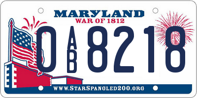 MD license plate 0AB8218