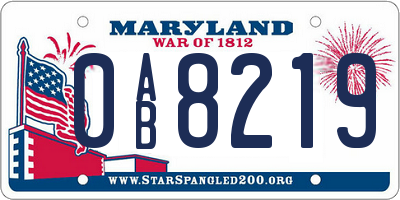 MD license plate 0AB8219