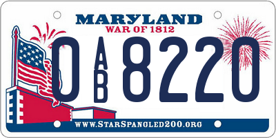 MD license plate 0AB8220