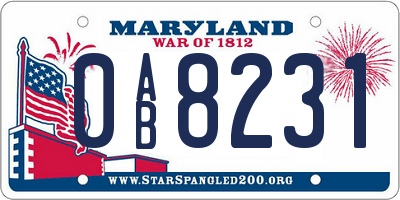 MD license plate 0AB8231