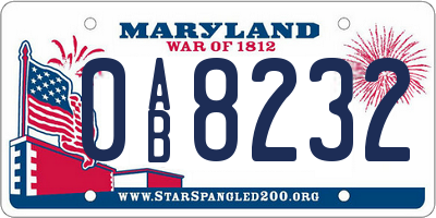 MD license plate 0AB8232