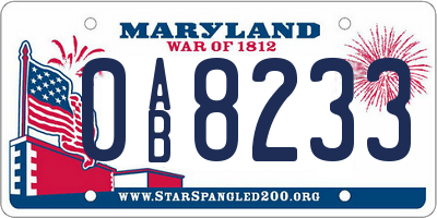 MD license plate 0AB8233