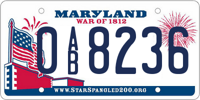 MD license plate 0AB8236