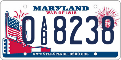 MD license plate 0AB8238