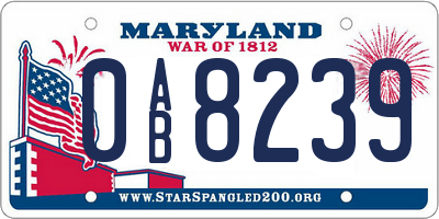 MD license plate 0AB8239