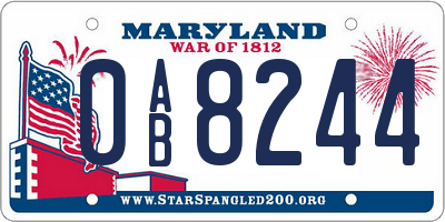 MD license plate 0AB8244