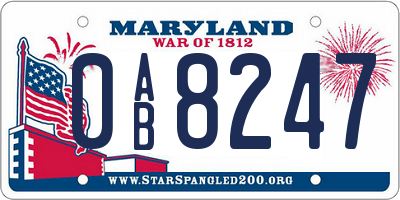 MD license plate 0AB8247