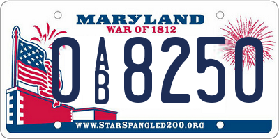MD license plate 0AB8250