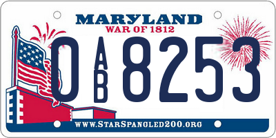 MD license plate 0AB8253