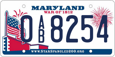 MD license plate 0AB8254