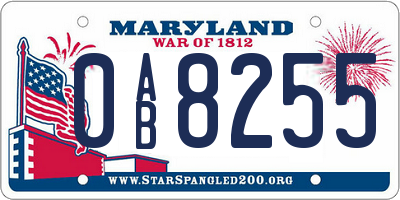 MD license plate 0AB8255