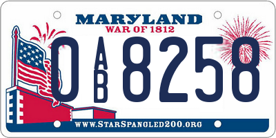 MD license plate 0AB8258