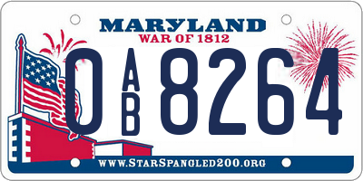 MD license plate 0AB8264