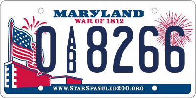 MD license plate 0AB8266