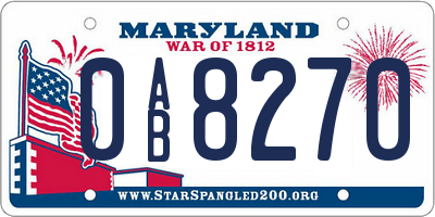 MD license plate 0AB8270