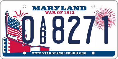 MD license plate 0AB8271