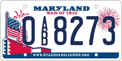 MD license plate 0AB8273