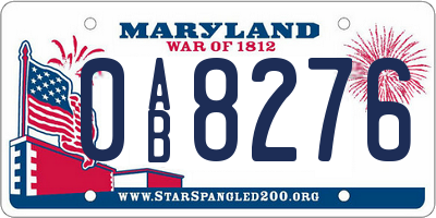 MD license plate 0AB8276