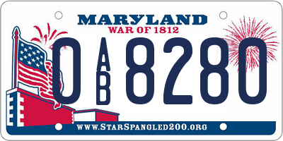 MD license plate 0AB8280