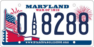 MD license plate 0AB8288